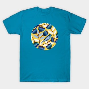 Blue birds amid the tulips T-Shirt